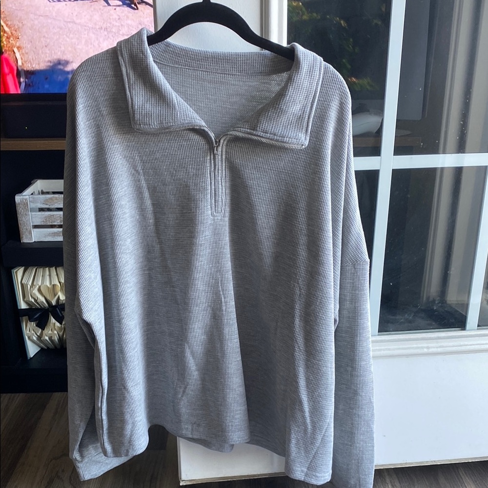 Gray Quarter-Zip Pullover Sweater